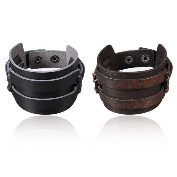 Double Wide Leather Bracelet
