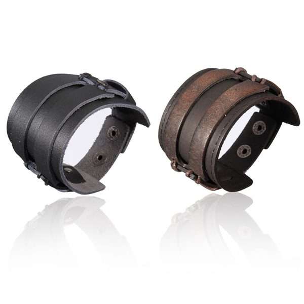 Punk Wide Leather Buckle Bracelet