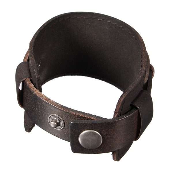 Double Wide Leather Bracelet