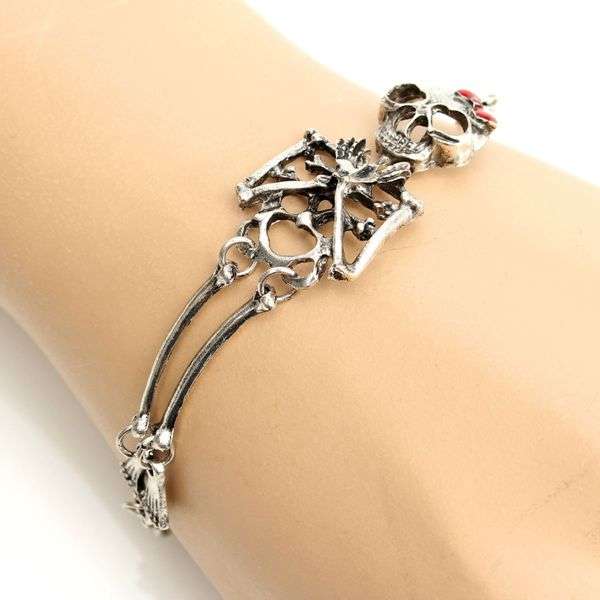 Vintage Bow Skull Alloy Bracelet