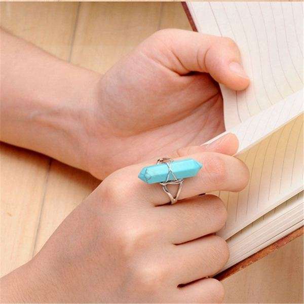 Hexagonal Pendulum Gemstone Ring