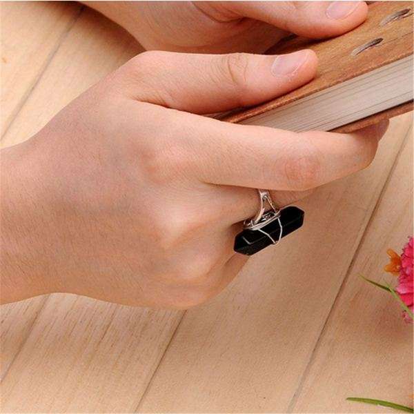 Hexagonal Pendulum Quartz Finger Ring