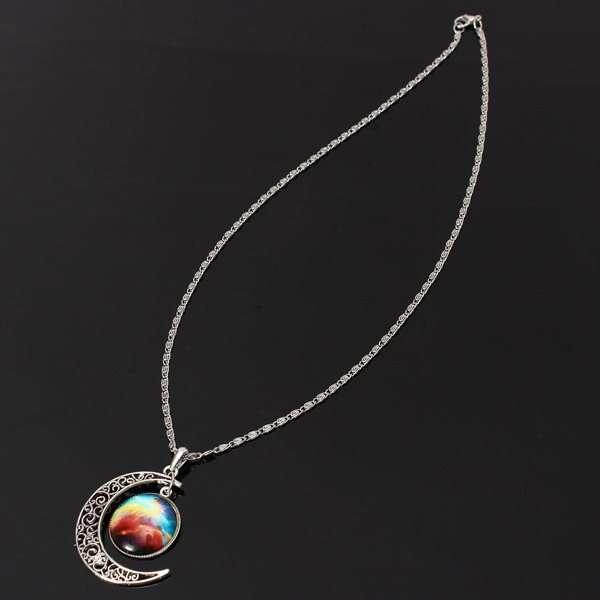 Galactic Universe Moon Necklace