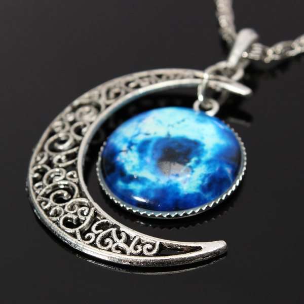 Galactic Universe Moon Necklace
