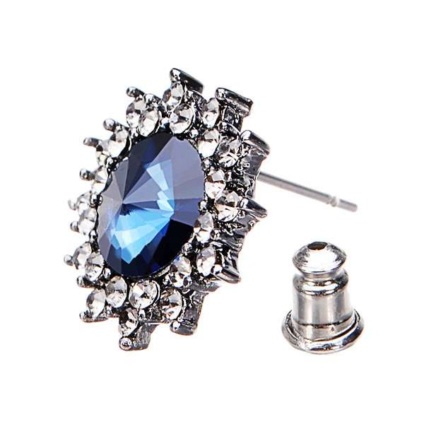 Blue Crystal Rhinestone Star Earrings