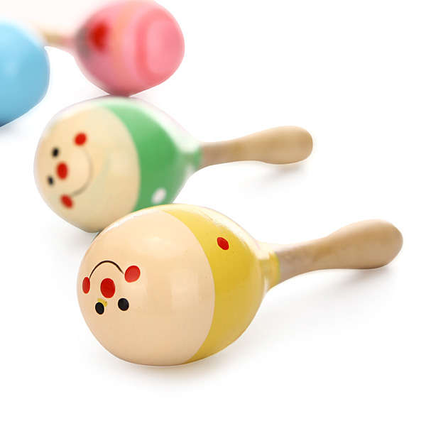 Baby Wooden Sand Hammer Maracas Rattle Bell Instruments Toys