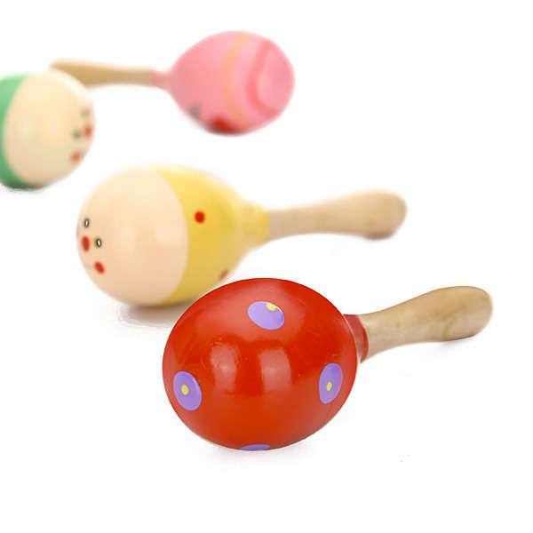 Baby Wooden Sand Hammer Maracas Rattle Bell Instruments Toys