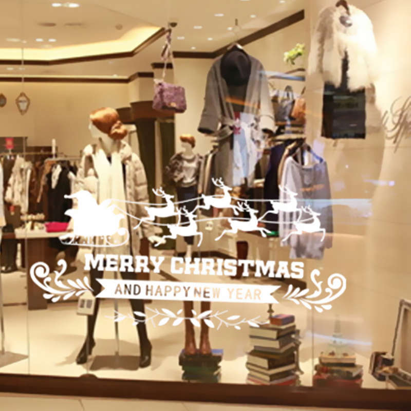 Removable Merry Christmas Deer Snowflake Wall Window Sticker Decoration