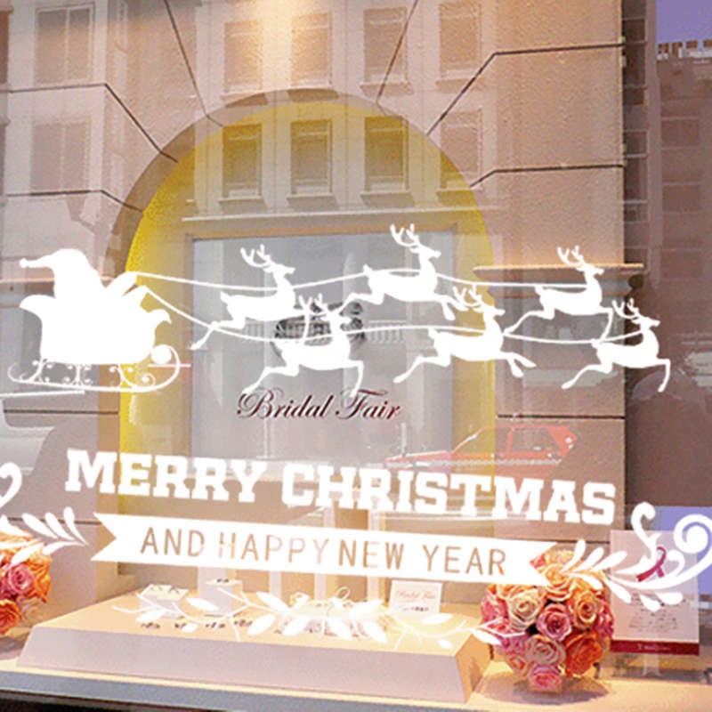 Removable Merry Christmas Deer Snowflake Wall Window Sticker Decoration