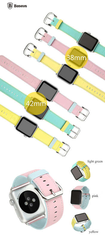 BASEUS Soft PU Leather Watchband Strap Steel Buckle Wristband For Apple Watch 38mm 42mm