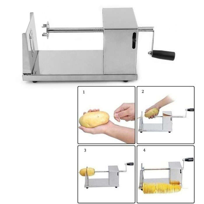 Stainless Steel Potato Chip Making Machine Home Made Potato Spiral Cutter Slicer