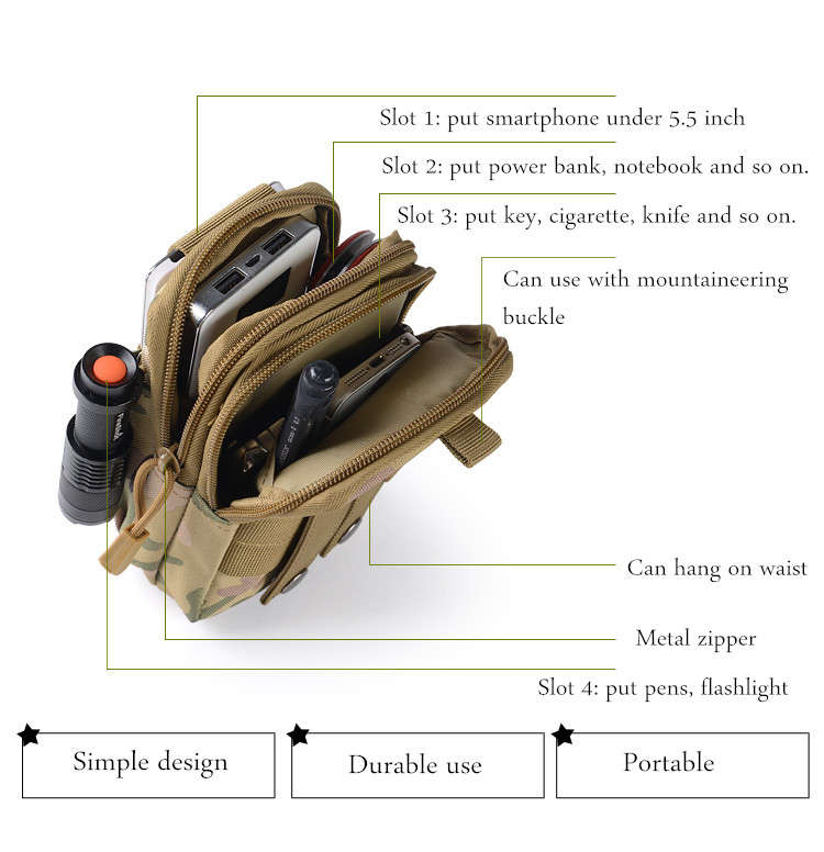 Outdoor Tactical Sport Multi-functional Waist Belt Pouch Wallet Storage Bag For Smartphone