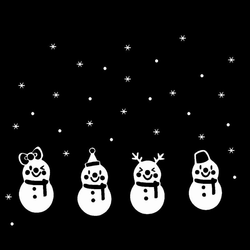 Merry Christmas Snowflake Snowman Wall Sticker Window Wall Sticker Decor
