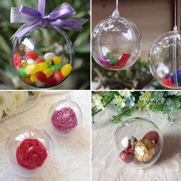 5pcs Christmas Tree Decoration Clear Hanging Ball Gift Candy Hanging Decration Ball