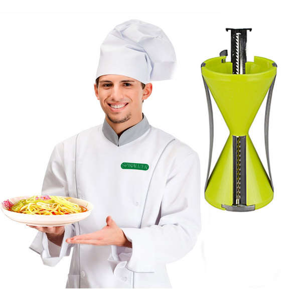 Vegetable Spiral Slicer Peeler Redesigned Handle 4 Blade Veggie Julienne Slicer Cutter