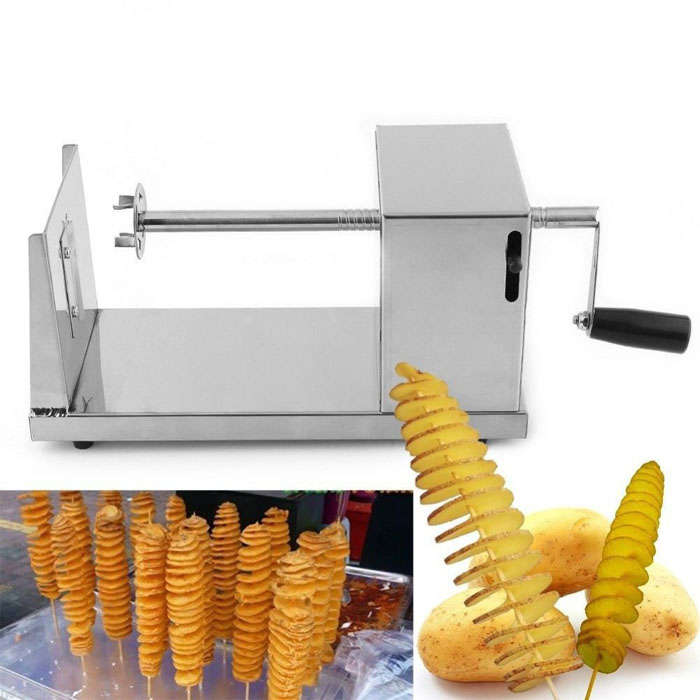 Stainless Steel Potato Chip Making Machine Home Made Potato Spiral Cutter Slicer