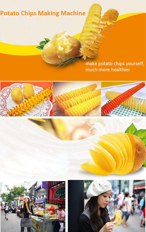 Stainless Steel Potato Chip Making Machine Home Made Potato Spiral Cutter Slicer