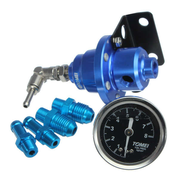 Adjustable Fuel Pressure Regulator With Filled Oil Gauge Aluminum Blue *Free Shipping