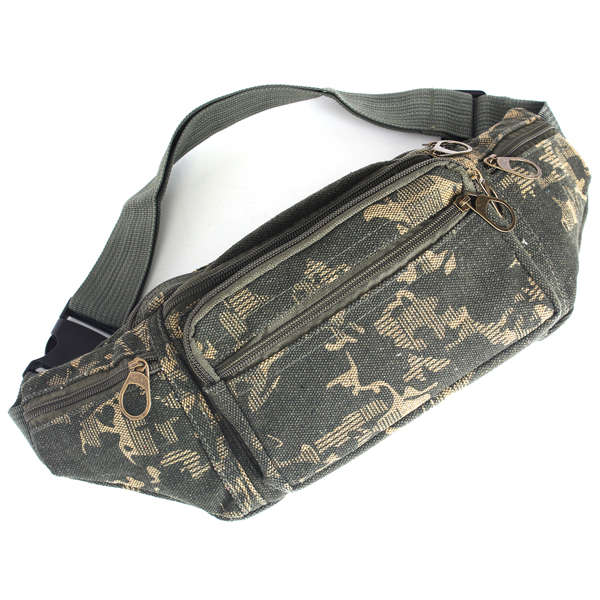 Mens Camouflage Canvas  Camping Waist Bag