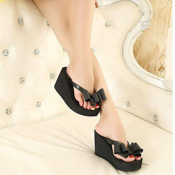 Thick Bottom Bowknot Flip-Flops