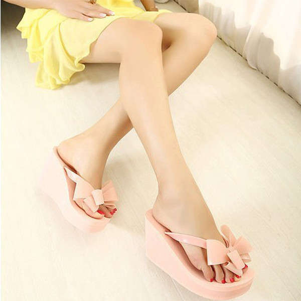 Thick Bottom Bowknot Flip-Flops