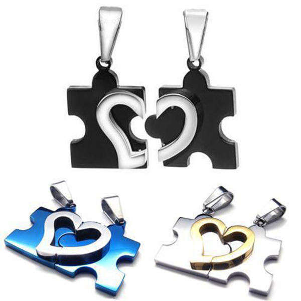 Heart Puzzle Pendant Necklaces