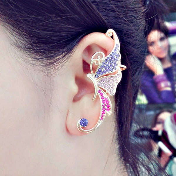 Rhinestone Butterfly Ear Clip