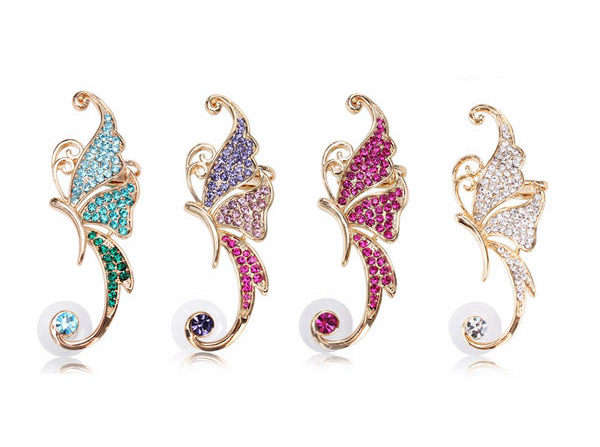Crystal Butterfly Ear Cuff