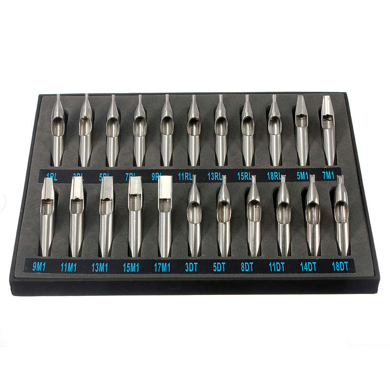22Pcs Stainless Steel Tattoo Tips Nozzle for Needles Set Kit