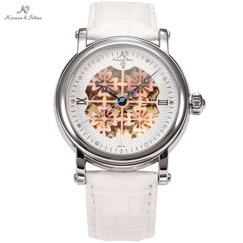 *1 DAY ONLY* KRONEN & SOHNE **Royal Collection** White Leather Automatic Mechanical Leather Watch