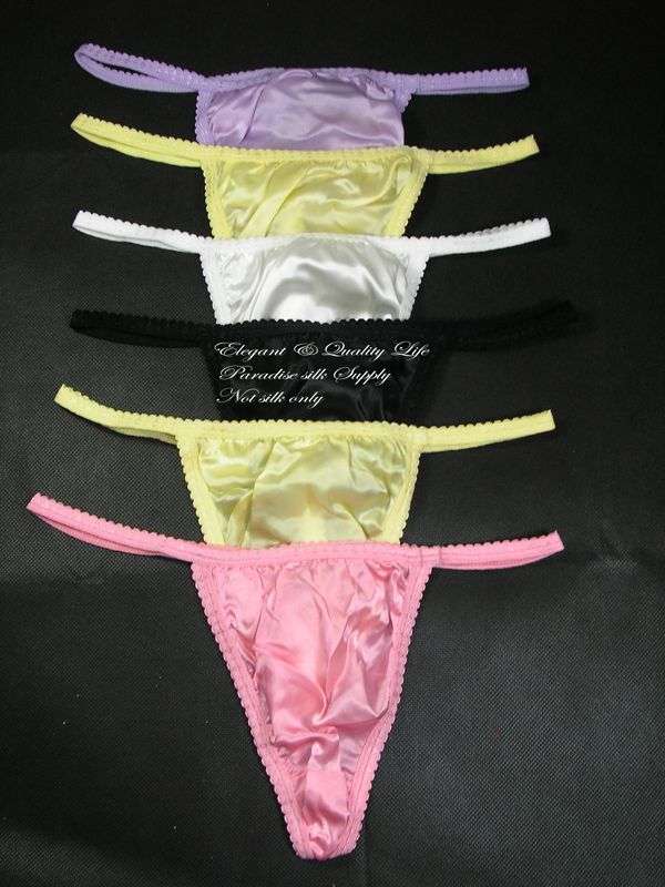 CHINESE SILK-NEW LOT 6 PAIR SEXY SILK WOMEN STRING THONG PANTIES XXL FREE SHIPPING