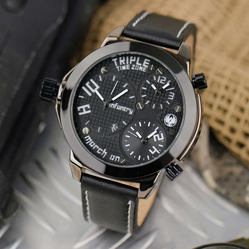 INFANTRY Military Co. Infiltrator IF-045-W-L TRIPLE Timezone Watch BOXED, FULLY LOADED!