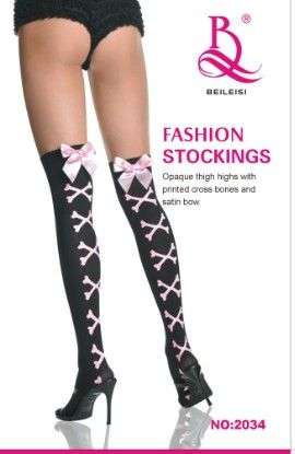 Thigh High Bones and Bow Stockings