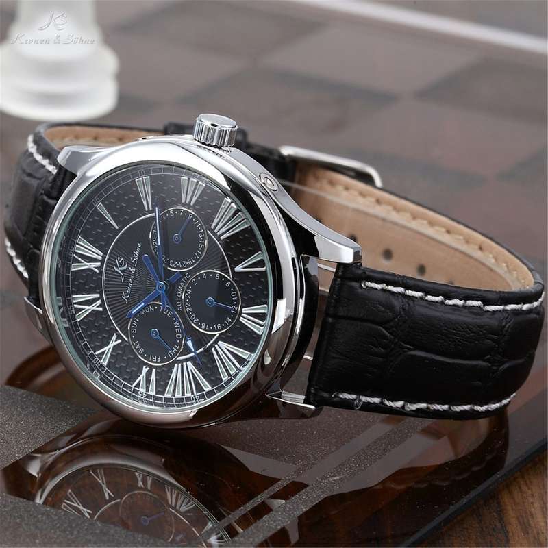KRONEN & SOHNE Monaco Classic AUTOMATIC Black Dial Watch w/ BOX AND PAPERS