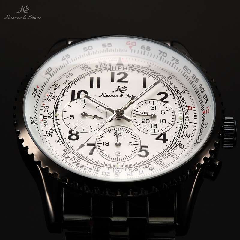 KRONEN & SOHNE Aviator AUTOMATIC Flight Calculator Chronograph Watch brand new in box!!