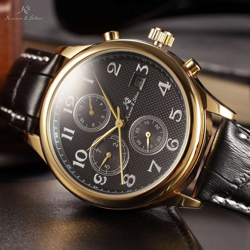 KRONEN & SOHNE Luxury Imperial Voyager Chronograph Automatic Mechanical Watch w/ BOX AND PAPERS