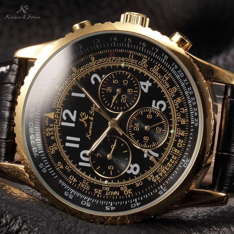 KRONEN & SOHNE Aviator Collection AUTOMATIC Flight Calculator Chrono w/ box, papers, warranty