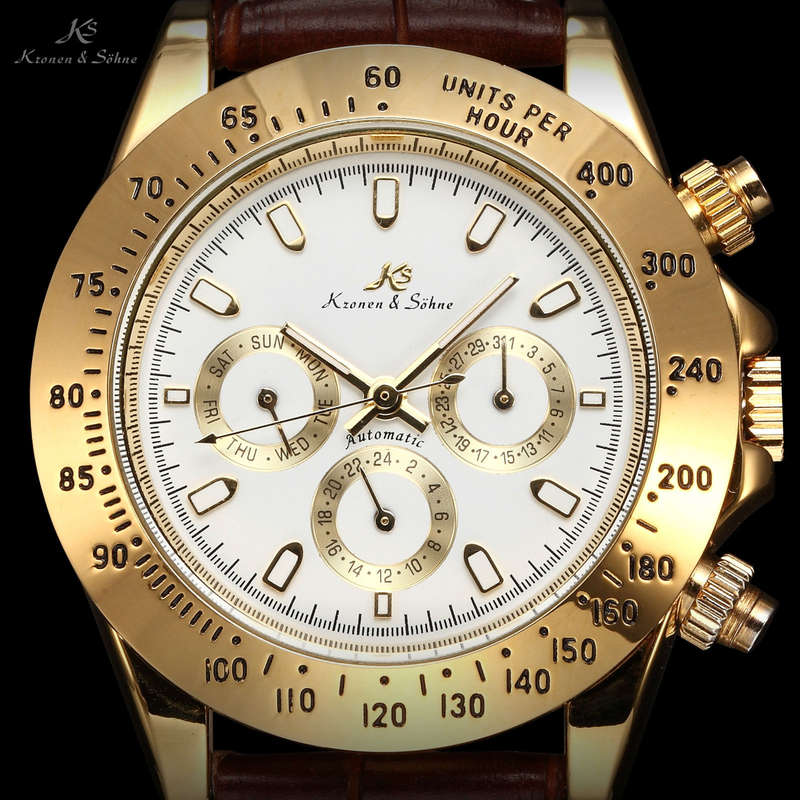 brand new KRONEN & SOHNE Sailor AUTOMATIC MECCANICO Brown Leather Watch