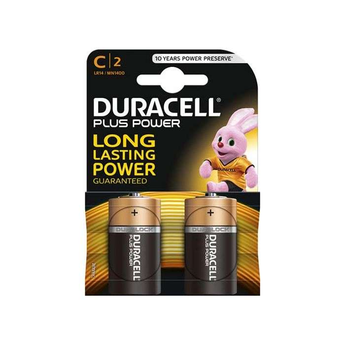 Duracell Plus C Batteries - 2 Pack