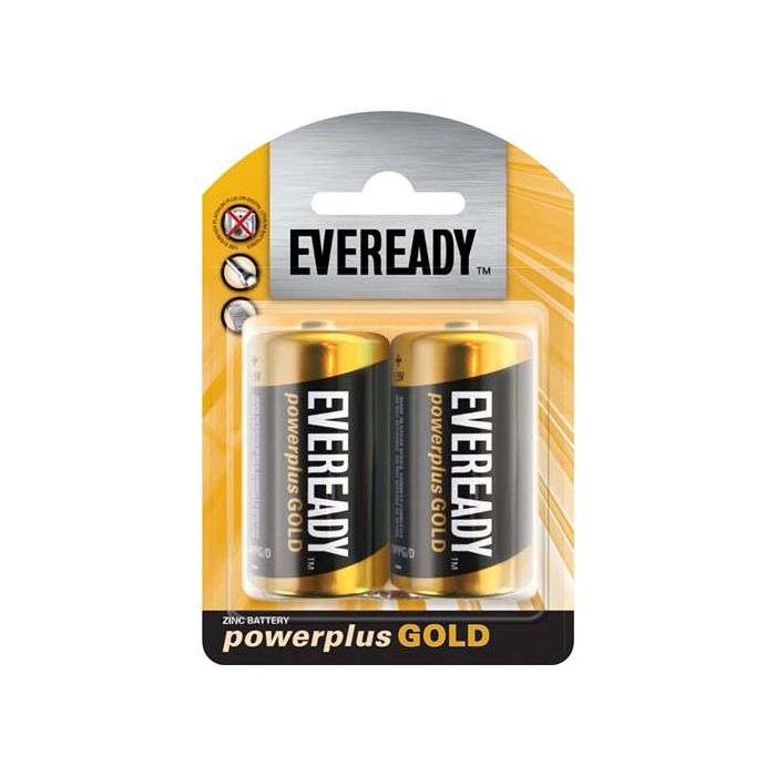 Eveready Powerplus Gold D Batteries - 2 Pack