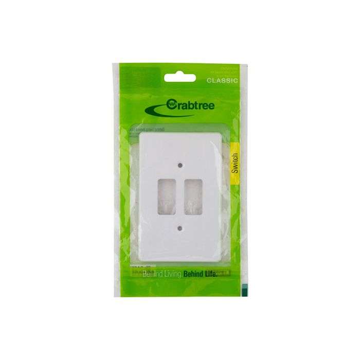 Crabtree Classic White 2-Lever Light Switch Cover Plate 2x4