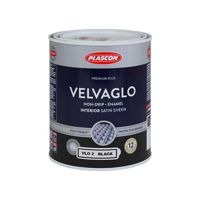 Plascon Velvaglo Non-Drip Enamel Black 1L