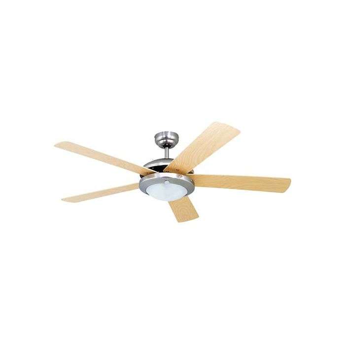 Eurolux Satin Chrome & Natural Comet Ceiling Fan