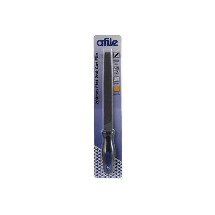 Afile Flat 2nd Cut File With Handle 200mm