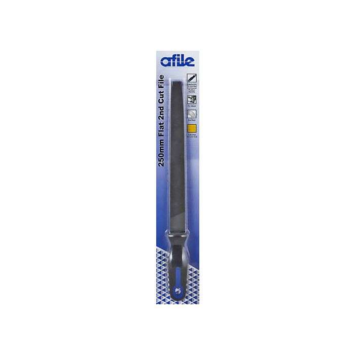 Afile Flat 2nd Cut File With Handle 250mm