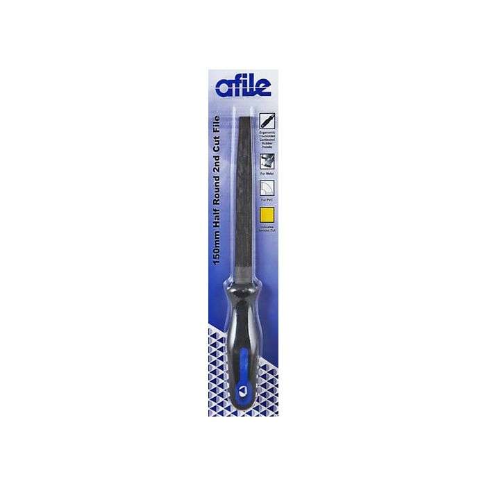 Afile Half Round 2nd Cut File With Handle 150mm