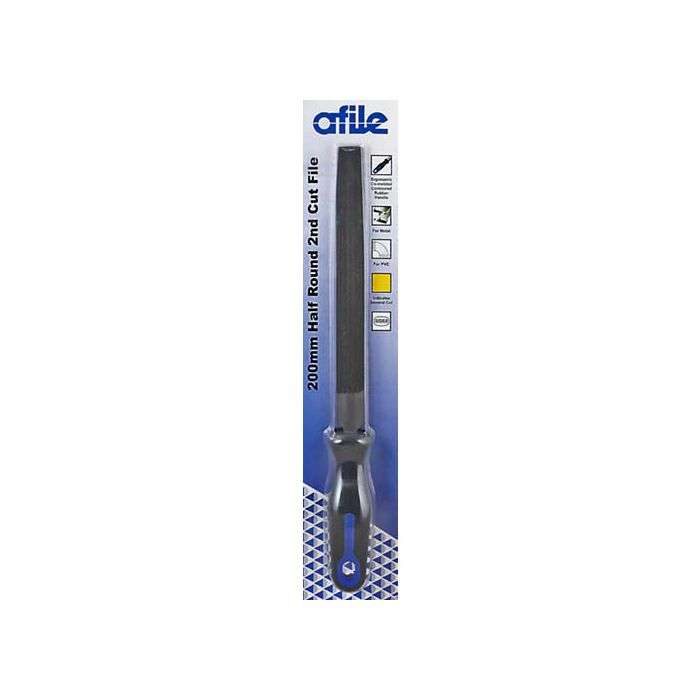 Afile Half Round 2nd Cut File With Handle 200mm