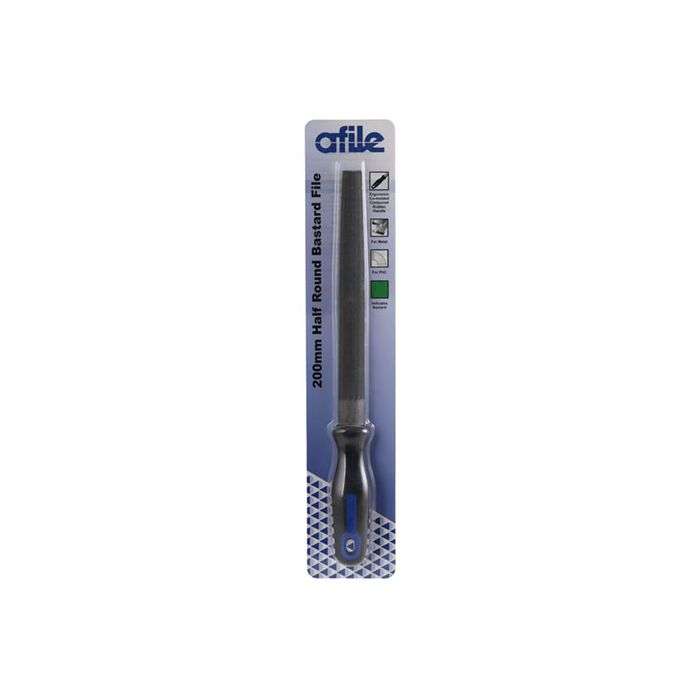 Afile Half Round Bastard File With Handle 200mm