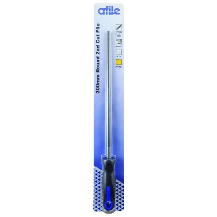 Afile Round 2nd Cut File With Handle 300mm