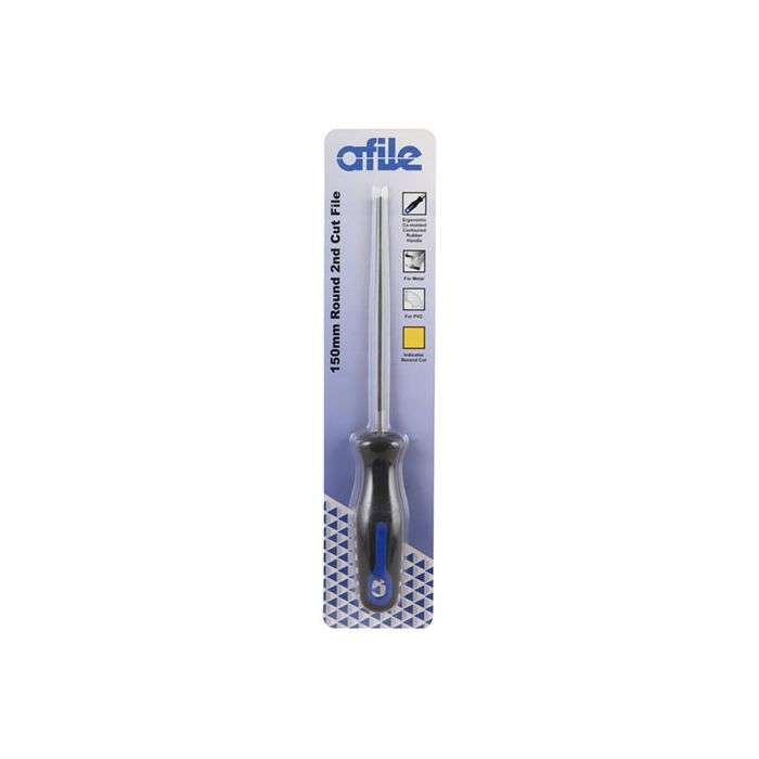 Afile Round 2nd Cut File With Handle 150mm